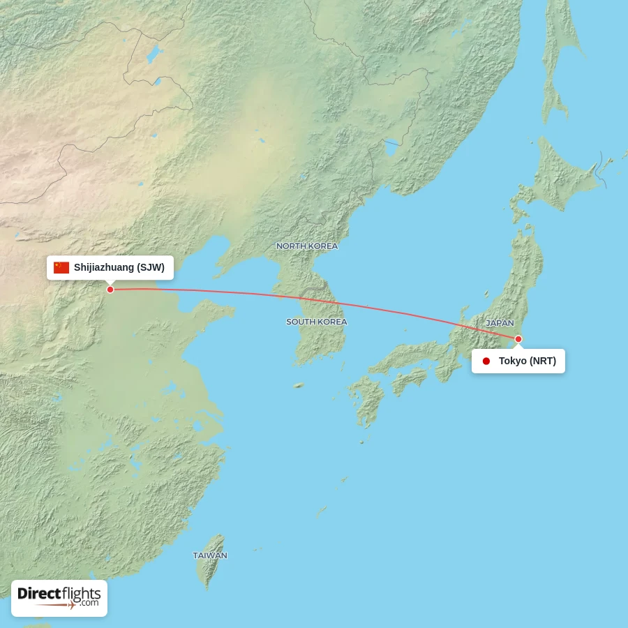 NRT - SJW route map
