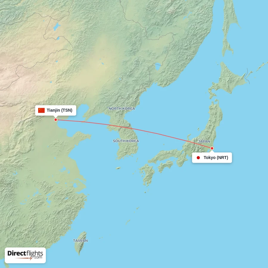 NRT - TSN route map