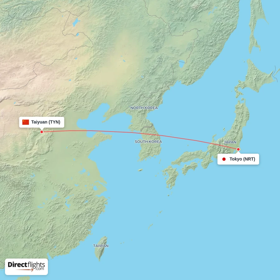 NRT - TYN route map