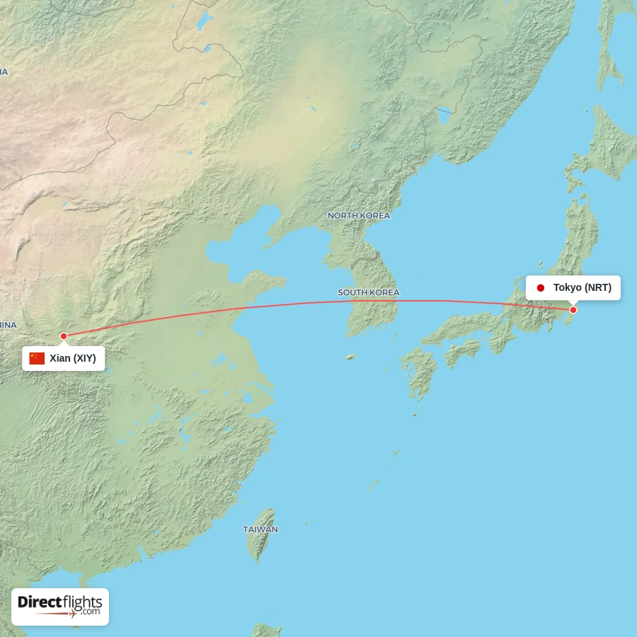 NRT - XIY route map