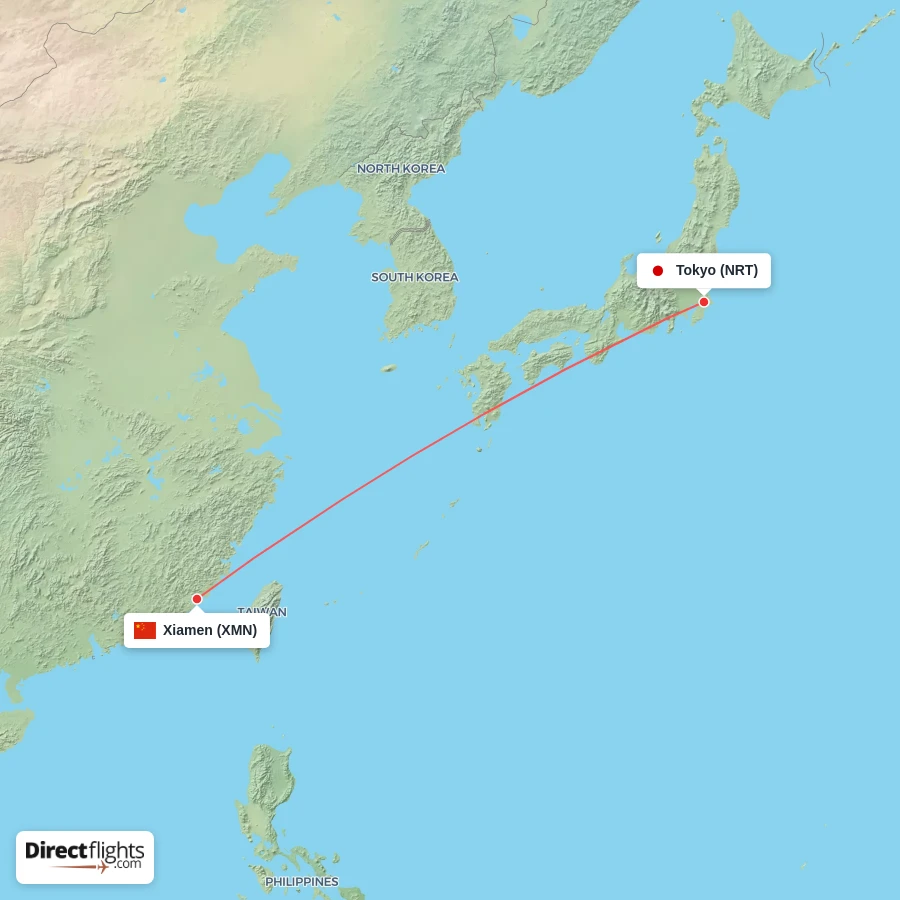 NRT - XMN route map