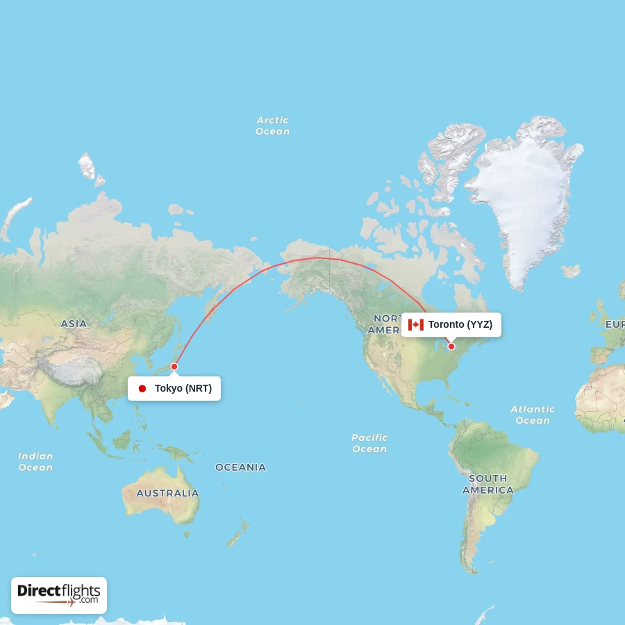 NRT - YYZ route map
