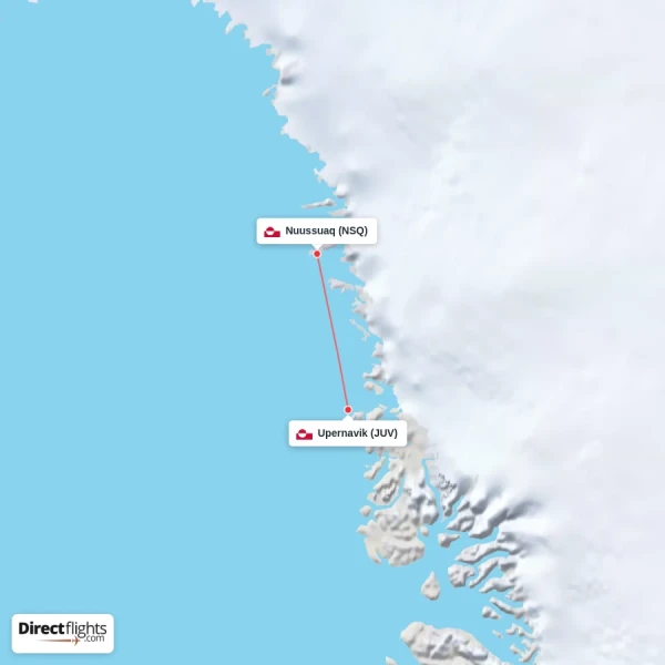 Nuussuaq - Upernavik direct flight map