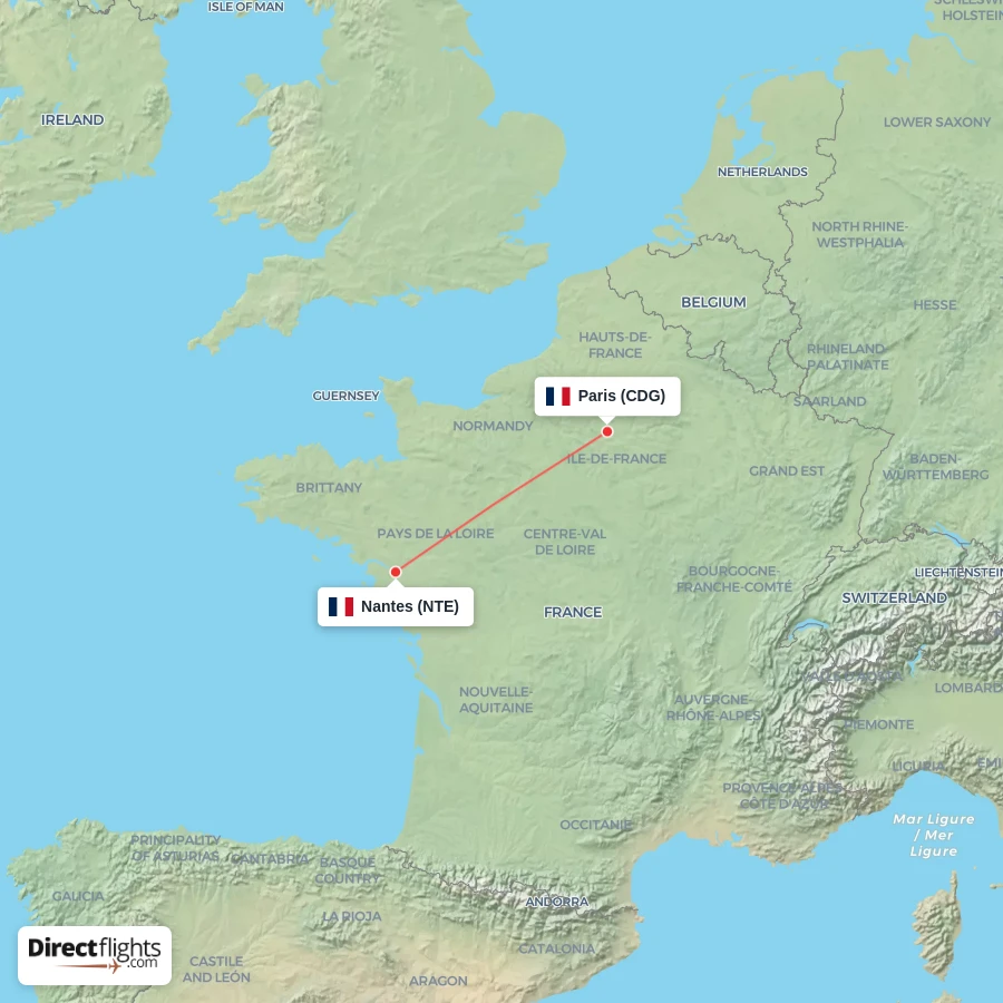 NTE - CDG route map
