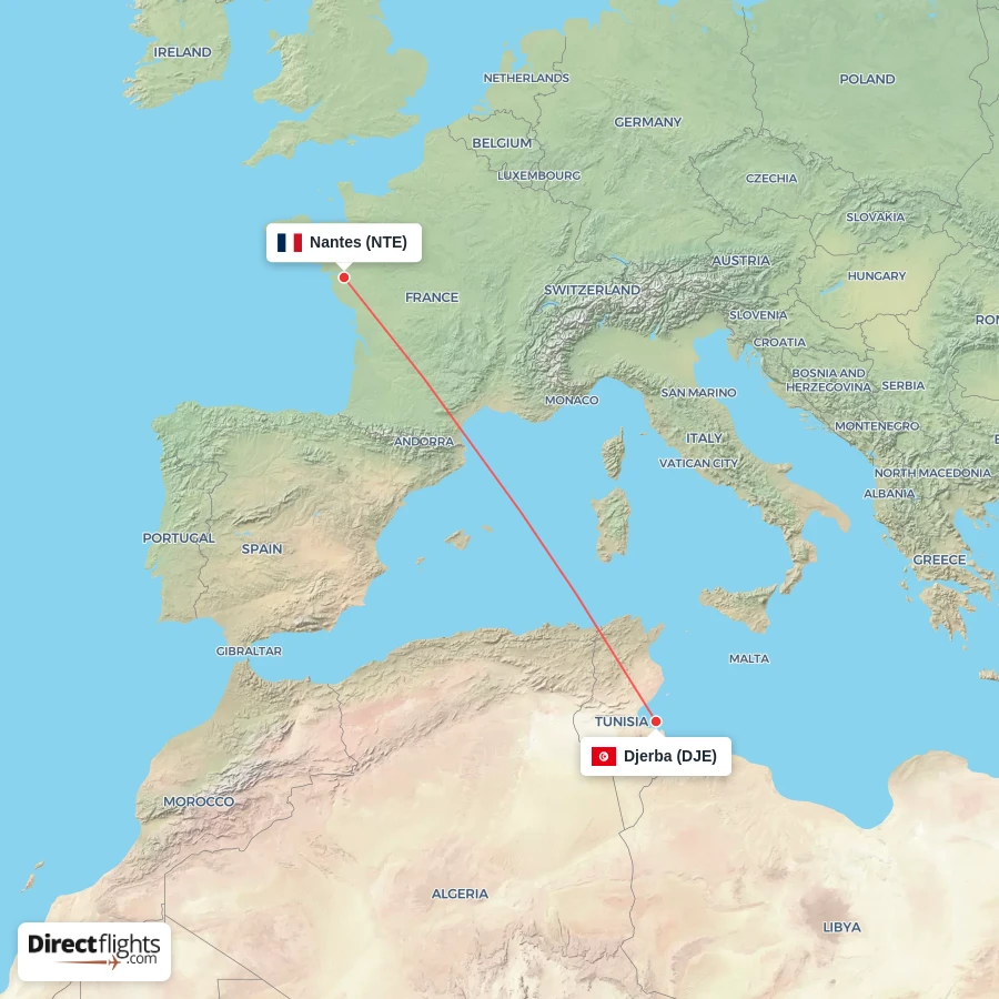 NTE - DJE route map