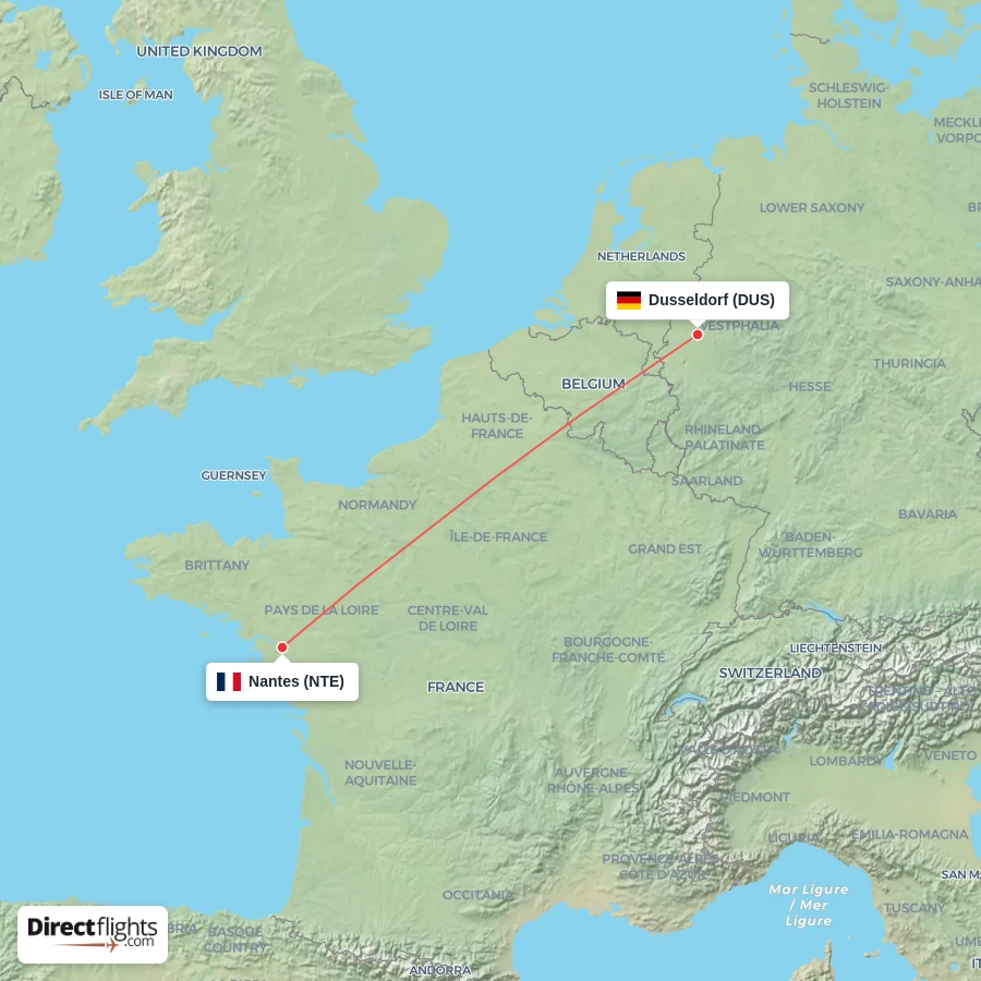 NTE - DUS route map
