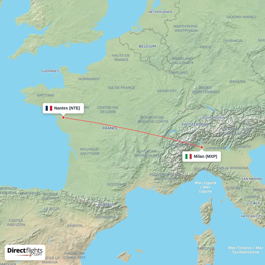 NTE - MXP route map