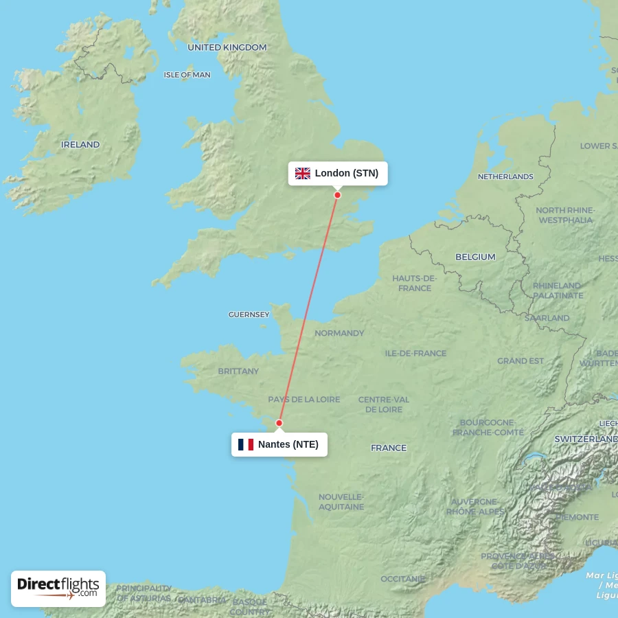 NTE - STN route map