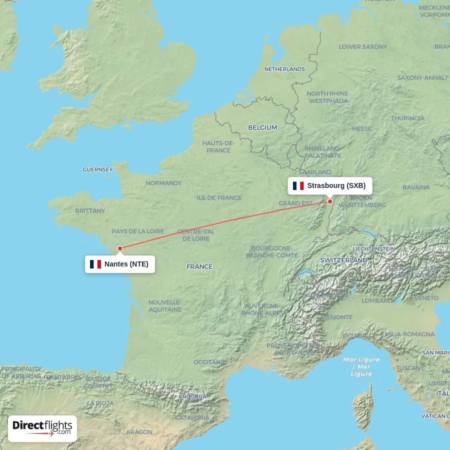NTE - SXB route map