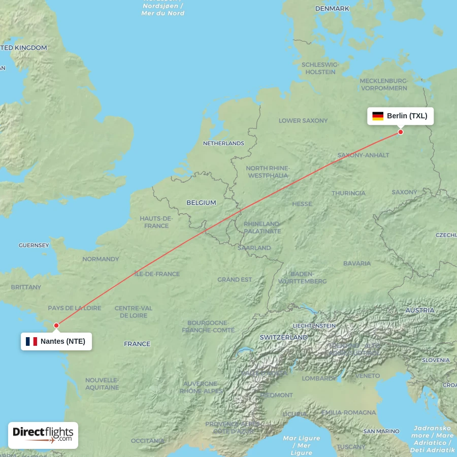 NTE - TXL route map