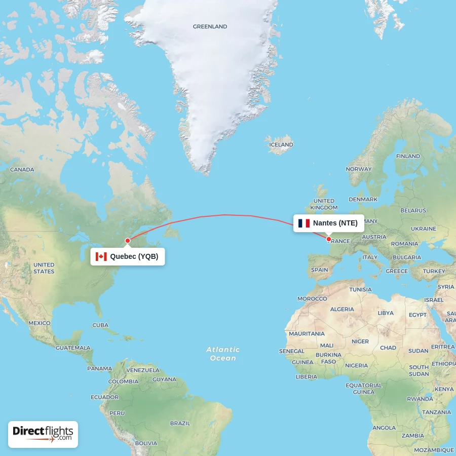 NTE - YQB route map