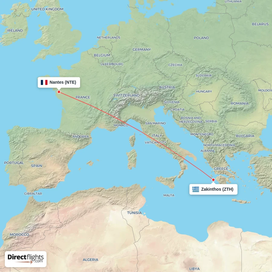 NTE - ZTH route map