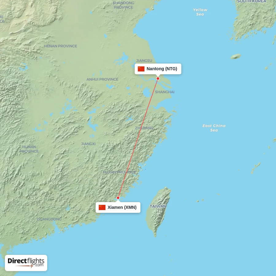 NTG - XMN route map