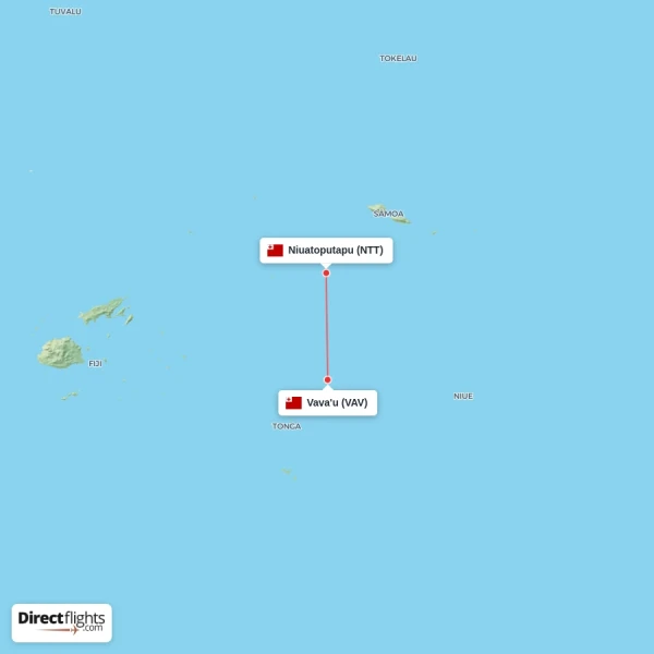 Niuatoputapu - Vava'u direct flight map