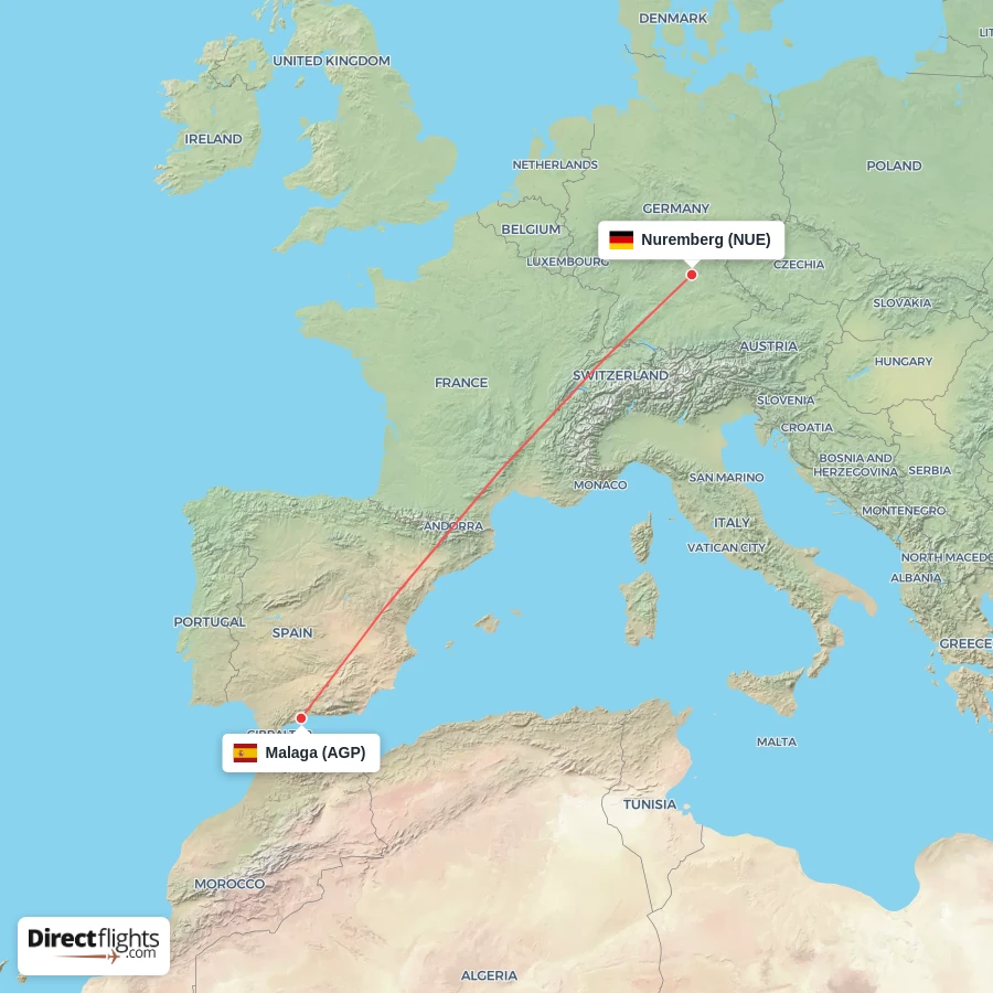 NUE - AGP route map