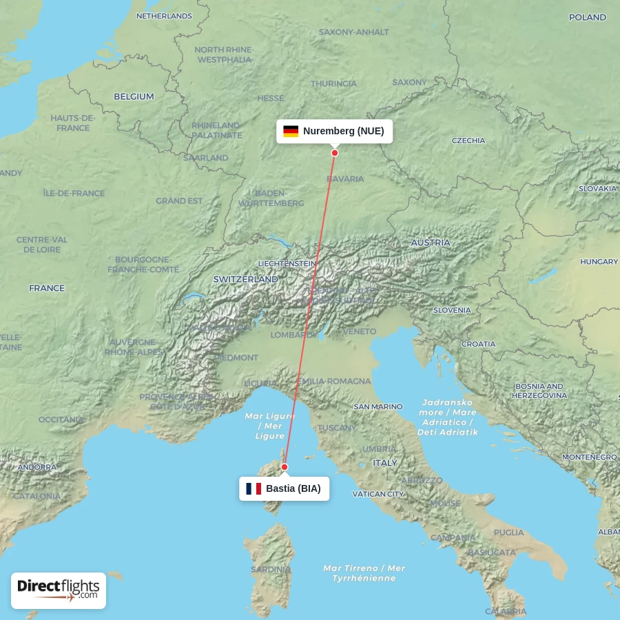 NUE - BIA route map