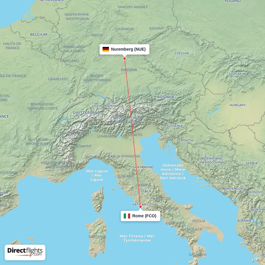 NUE - FCO route map