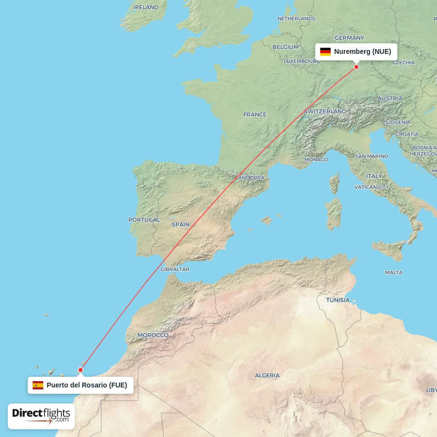 NUE - FUE route map