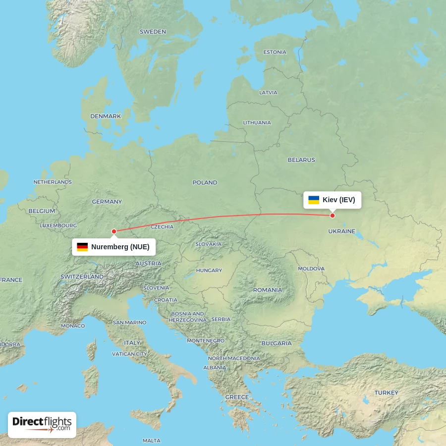 NUE - IEV route map