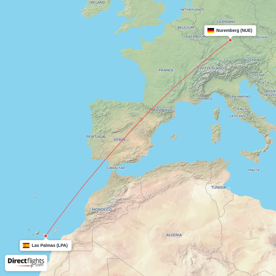 NUE - LPA route map
