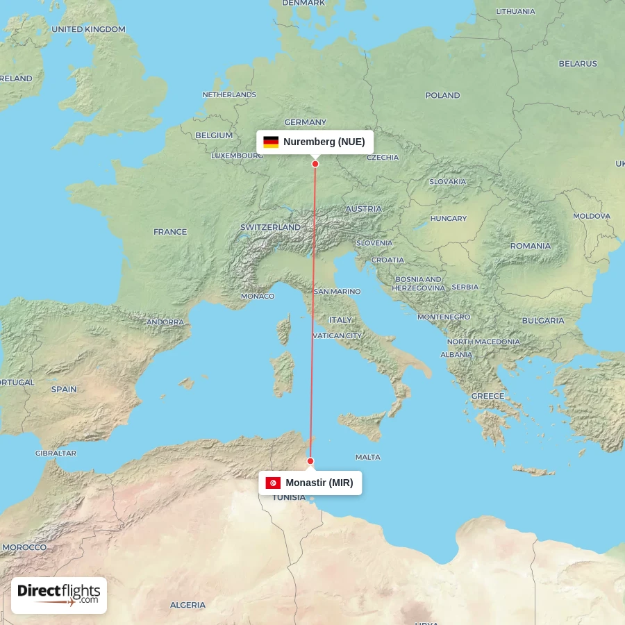 NUE - MIR route map
