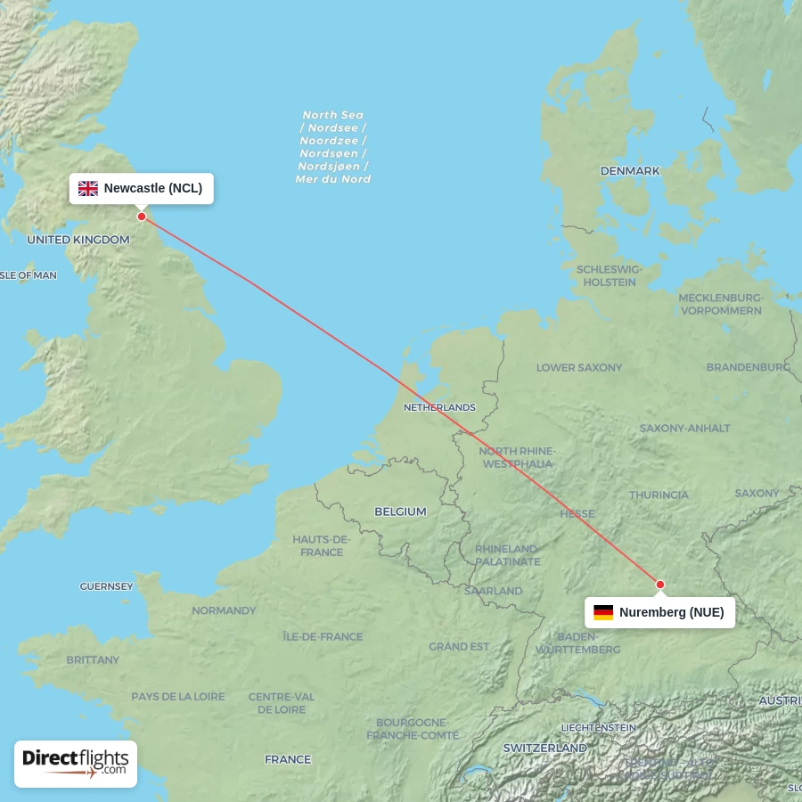 NUE - NCL route map