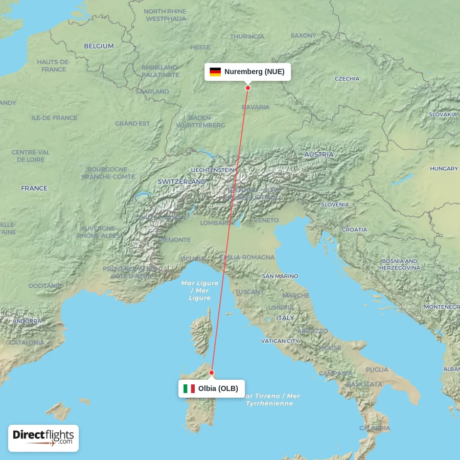 NUE - OLB route map