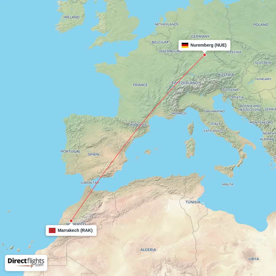 NUE - RAK route map