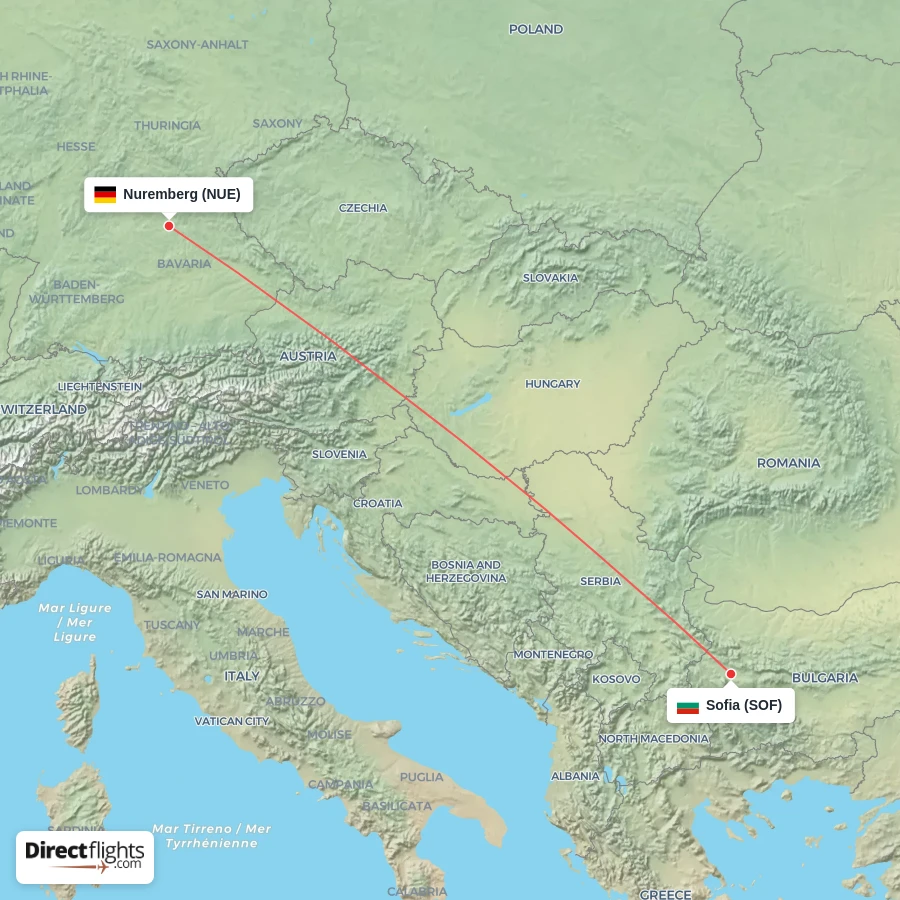 NUE - SOF route map