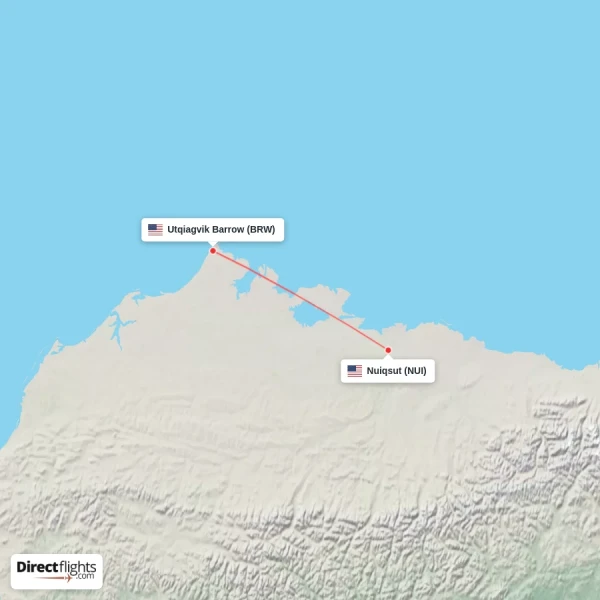 Nuiqsut - Utqiagvik Barrow direct flight map