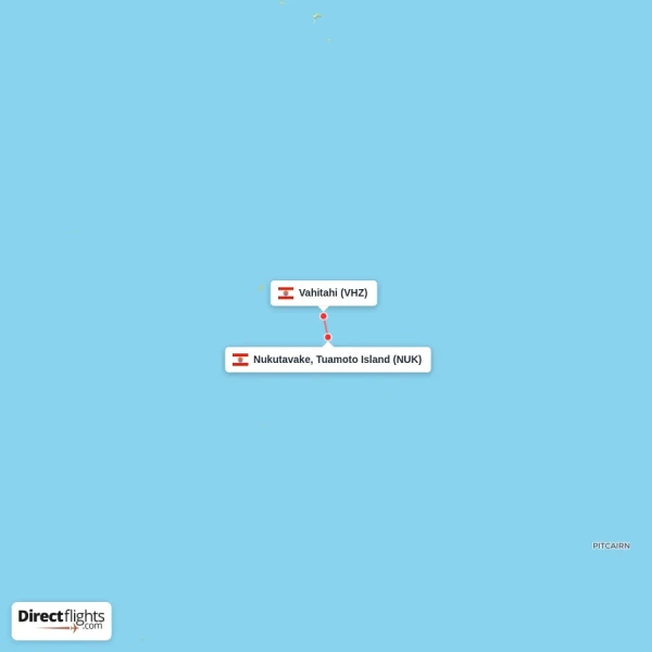 Nukutavake, Tuamoto Island - Vahitahi direct flight map