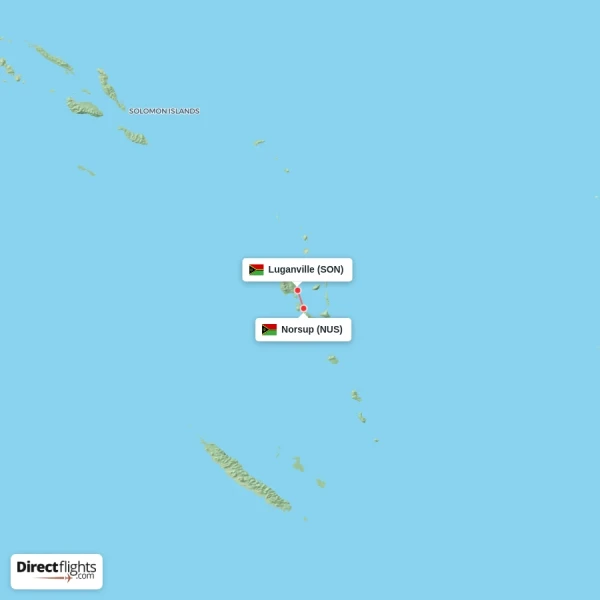 Norsup - Luganville direct flight map