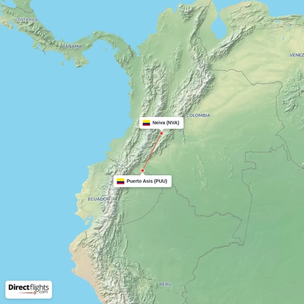 Neiva - Puerto Asis direct flight map
