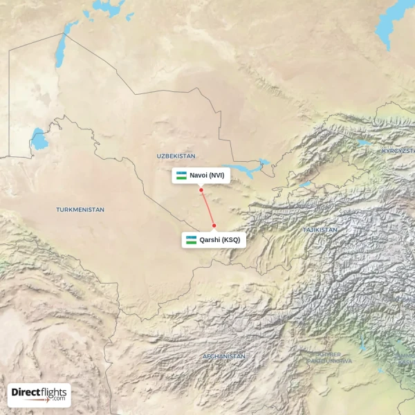 Navoi - Qarshi direct flight map