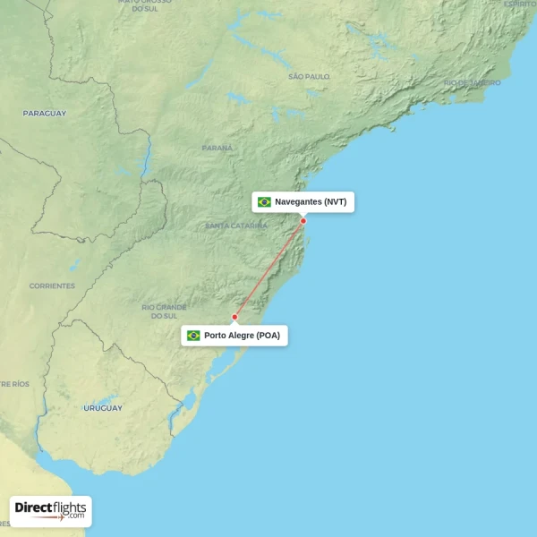 Navegantes - Porto Alegre direct flight map