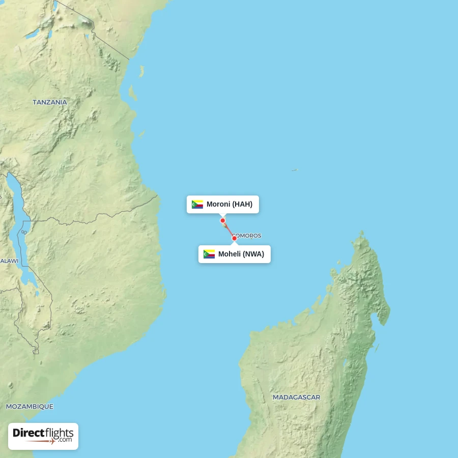 NWA - HAH route map