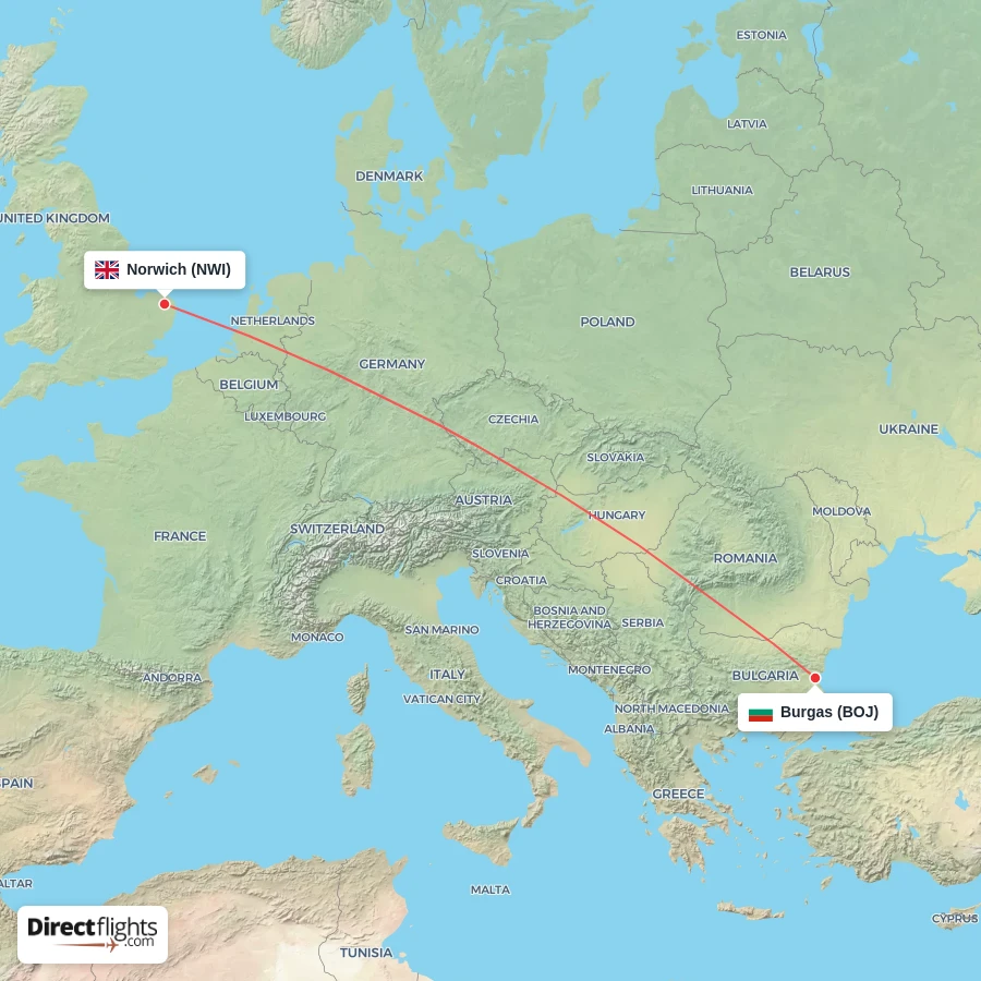 NWI - BOJ route map
