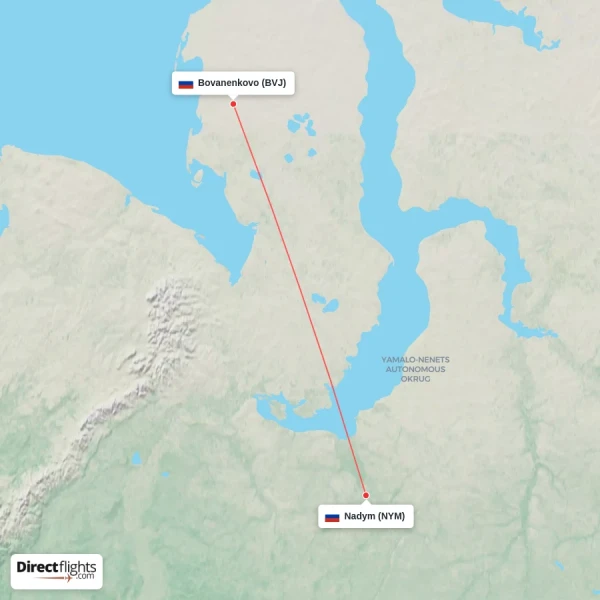 Nadym - Bovanenkovo direct flight map
