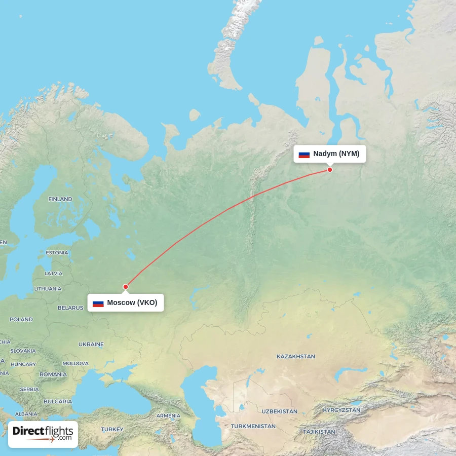 NYM - VKO route map