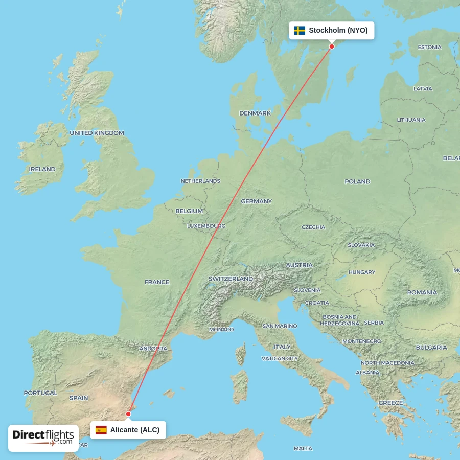 NYO - ALC route map