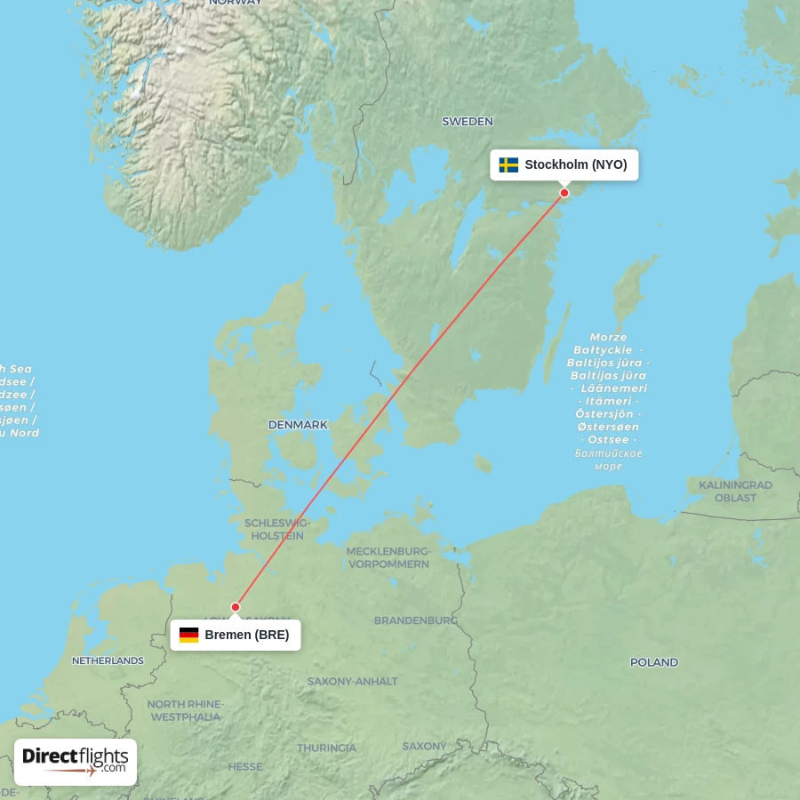 NYO - BRE route map
