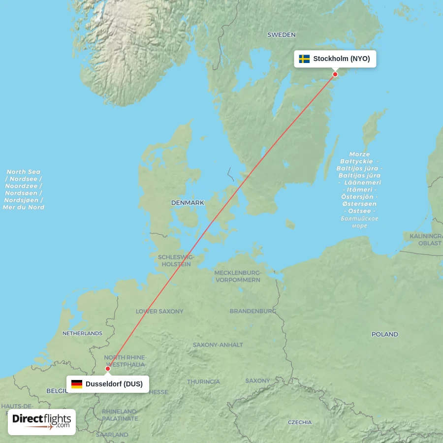 NYO - DUS route map