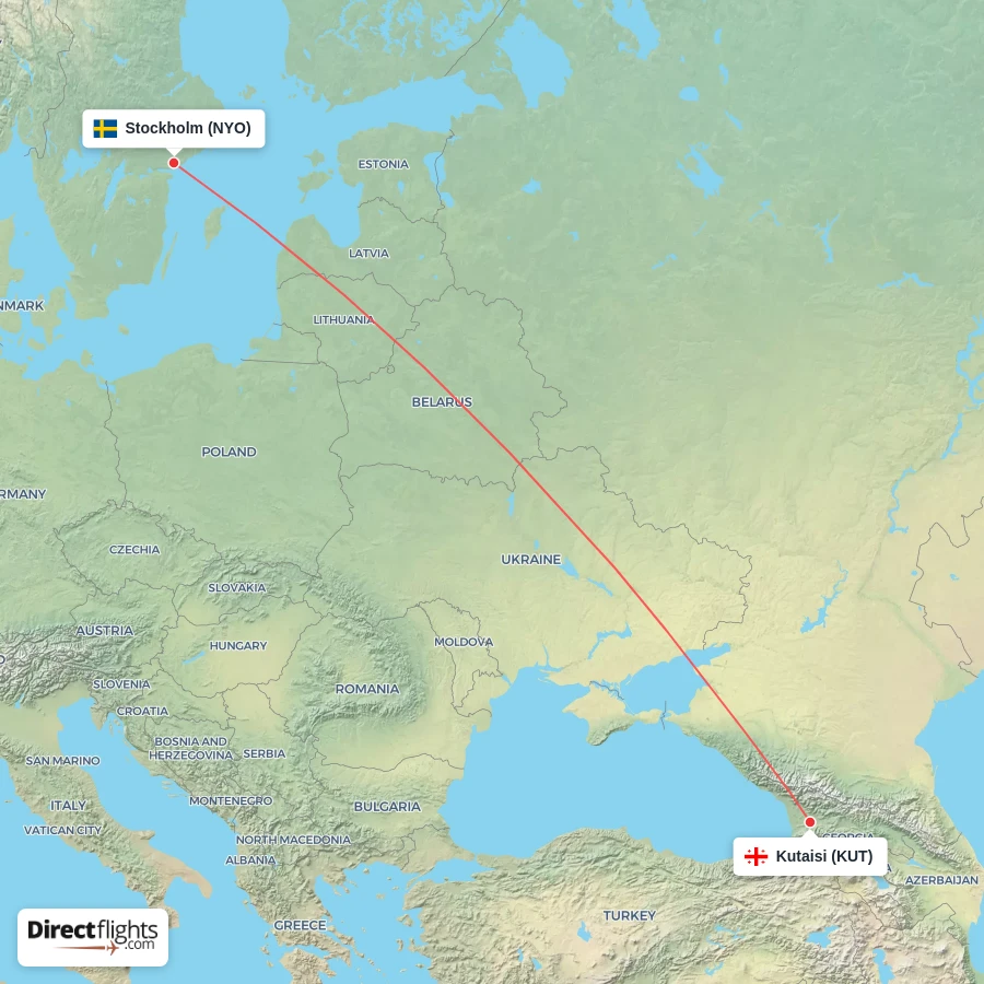 NYO - KUT route map