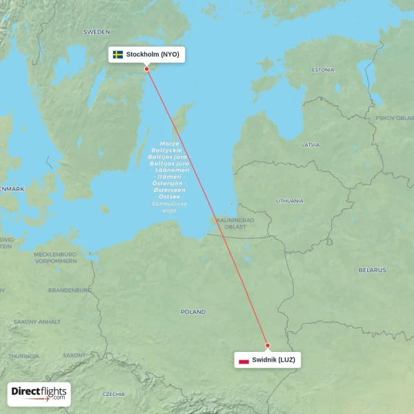 Stockholm - Swidnik direct flight map