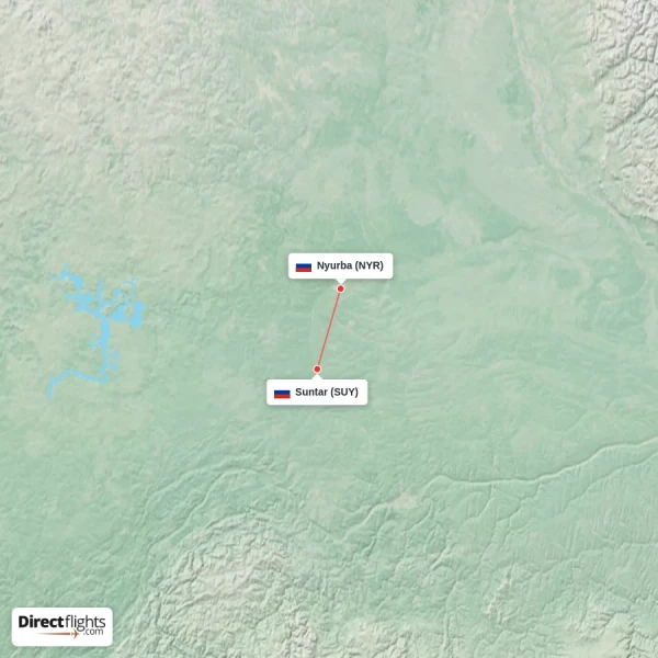 Nyurba - Suntar direct flight map
