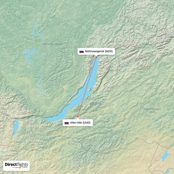 Nizhneangarsk - Ulan-Ude direct flight map