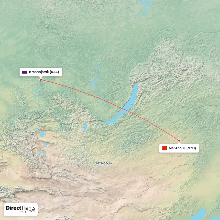 NZH - KJA route map