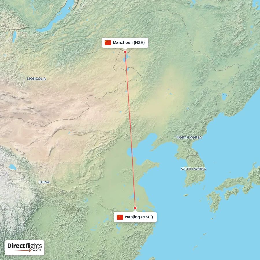 NZH - NKG route map