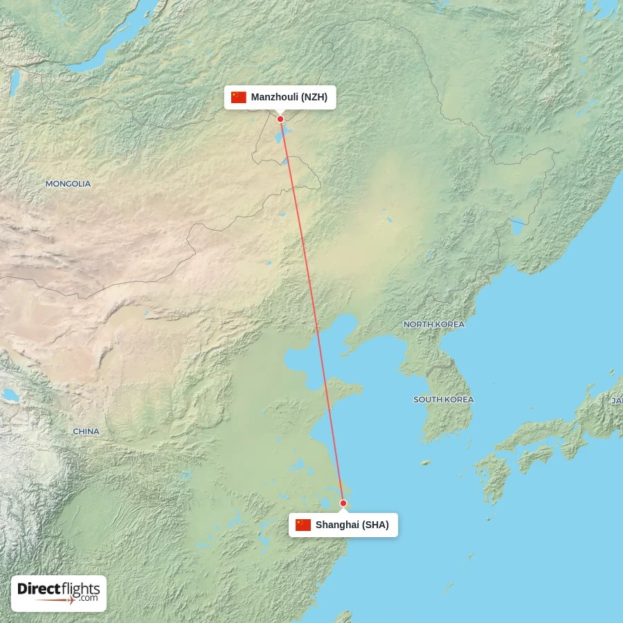 NZH - SHA route map