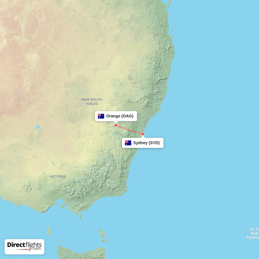 OAG - SYD route map